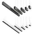 Modern Multiple Black Rectangular Pendant Lights With LED Lights For Interior Design 3d model