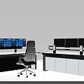 Modern Office Desk Workstation With Multiple Monitors And Ergonomic Chair Setup 3d model