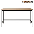 Modern Simple Design Desk With Wooden Top And Black Metal Frame