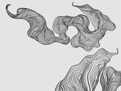 Modern Abstract Black and White Wavy Line Wall Decor Patterns for Interior 3d model
