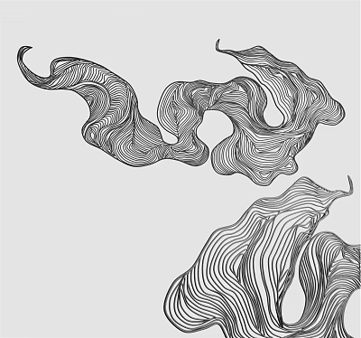 Modern Abstract Black and White Wavy Line Wall Decor Patterns for Interior 3d model