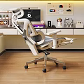 Ergonomic White Mesh High Back Office Chair With Adjustable Armrests And Footrest