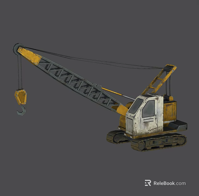 Industrial Crawler Crane Featuring Extended Boom Hook Operator Cabin And Tracked Undercarriage 3d model 