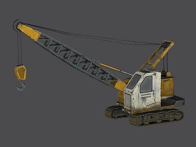Industrial Crawler Crane Featuring Extended Boom Hook Operator Cabin And Tracked Undercarriage 3d model