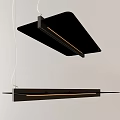 Sleek Modern Black Ceiling Pendant Lights With Rectangular Design And LED Light Strips 3d model