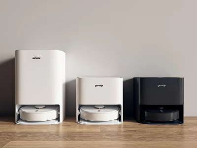 Modern Smart Machines With Different Colors Placed On Wooden Floor Against Wall 3d model