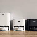 Modern Smart Machines With Different Colors Placed On Wooden Floor Against Wall