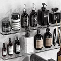 Modern Bathroom Accessories With Towels Shelves Bottles Towel Rack And Toilet Paper Holder