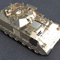Golden Military Tank Model with Turret Tracks Antenna and Detailed Armor