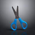 Blue Handled Scissors With Sharp Metal Blades Isolated On Dark Surface 3d model