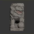 Traditional Stone Lion Statue With Intricate Mane Claws And Stone Ball Base