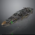 Futuristic Sci Fi Spaceship With Metallic Surface And Green Accents For Space Exploration