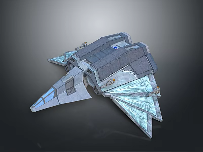 Futuristic Sci Fi Spaceship 3D Model With Sharp Wings And Metallic Surface 3d model