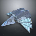 Futuristic Sci Fi Spaceship 3D Model With Sharp Wings And Metallic Surface