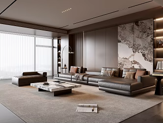 Italian Living Room Light Luxury Sofa Coffee Table Combination 3d model