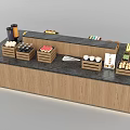 Wooden Display Counter With Black Top Wooden Crates Eggs Beverage Bottle And Utensils