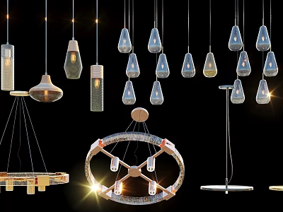 Creative Modern Chandelier Designs With Glass Metal And Unique Pendant Light Styles 3d model
