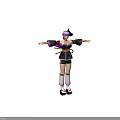 Woman Wearing Black And Purple Top With Golden Belt Black Shorts And White Long Boots