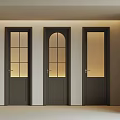 Modern Dark Swing Doors With Glass Panels And Arch Top Design For Contemporary Interior Spaces