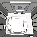 Bird's Eye View of Elegant Hall Interior With Staircase Sofas Coffee Tables and Columns