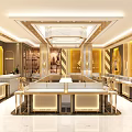 Golden Facade Jewelry Store With Elegant Signboard And Luxury Jewelry Window Displays