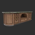 Traditional Wooden Entryway Side Cabinet with Marble Countertop and Storage Drawers
