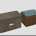 Home Organizer Fabric Storage Box With Gold Lock And Woven Basket Green Linen Lining