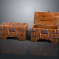 Two Wooden Storage Boxes One Closed One Open With Wood Grain And Metal Clasps