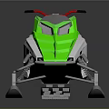 Green And White Snowmobile With Red Handlebars Track And Modern Design