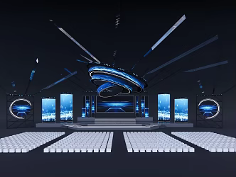 Indoor stage press conference of stage report hall 3d model