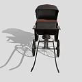 Elegant Vintage Horse Carriage with Black Canopy Brown Seats and Spoked Wheels