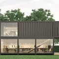 Modern Black Container Guesthouse Building With Glass Windows And Balcony Design
