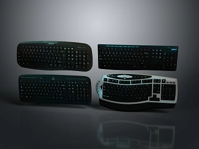 Four Electronic Keyboards With Various Designs For Gaming And Daily Use 3d model