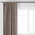 Brown Thick Curtains And White Sheer Curtains For Indoor Window With Natural Light