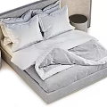 Modern Upholstered Double Bed With Gray Headboard Nightstand And Soft Pillows