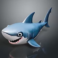 Cartoon Blue Shark Toy with Big Eyes Open Mouth and Friendly Design