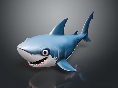 Cartoon Blue Shark Toy with Big Eyes Open Mouth and Friendly Design 3d model Cartoon Blue Shark Toy with Big Eyes Open Mouth and Friendly Design 3d model