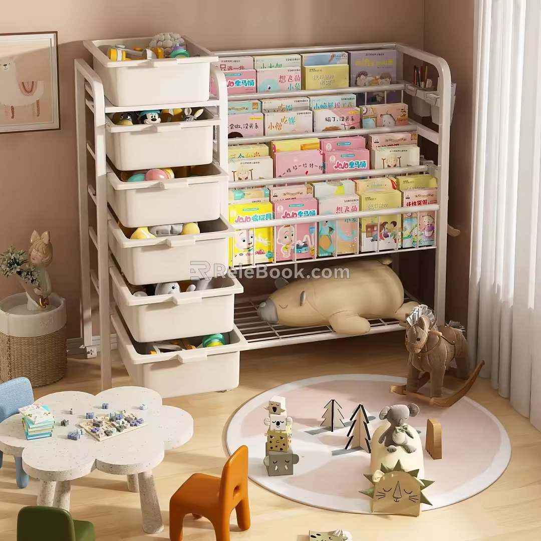 Painting Bookshelf Storage Rack 3d model