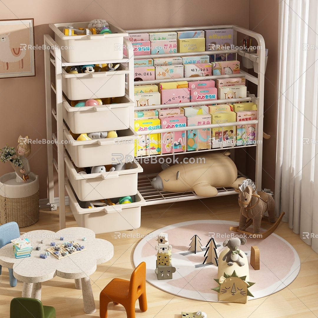 Painting Book Book Bookshelf Storage Rack 3d model