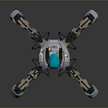 Multi Legged Mechanical Spider Robot With Blue Sensor And Gray Yellow Joints 3d model