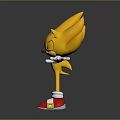 Super Sonic Golden Hedgehog Character With Outstretched Arms Red Shoes And White Gloves