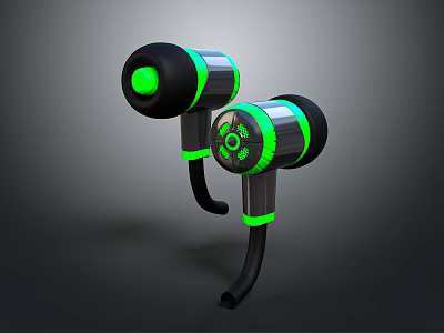 Modern Black Green Ergonomic Over Ear Headphones With Circular Speaker Design 3d model
