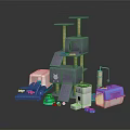 Multi Level Cat Furniture With Tree Platforms Litter Box And Interactive Toys