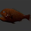 Red Deep Sea Fish With Large Mouth Sharp Teeth Big Eyes And 3D Rendered Model 3d model