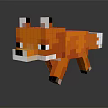 Orange Pixel Art Fox Stuffed Toy With Black Eyes And White Ears Design