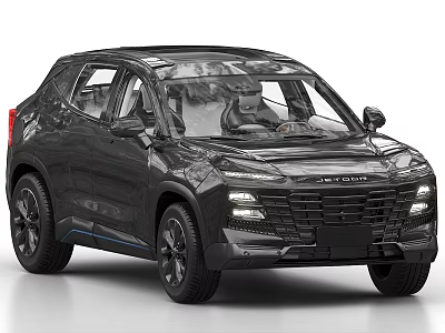 Black SUV Modern Exterior Design With Front Grille LED Headlight And Sleek Body Lines 3d model