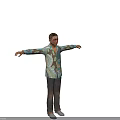 Man In Colorful Patterned Shirt And Dark Pants With Arms Outstretched