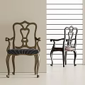 Classic Accent Chair With Gold And Black Frame Striped And Red Cushion Against Striped Wall