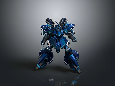 Blue Mech Robot Character Design For Game And Movie Scenes 3d model
