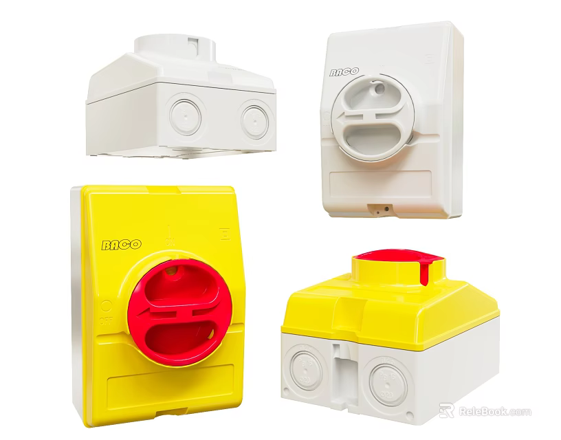 White and Yellow Electrical Switch Panels With Various Designs and Functions 3d model 